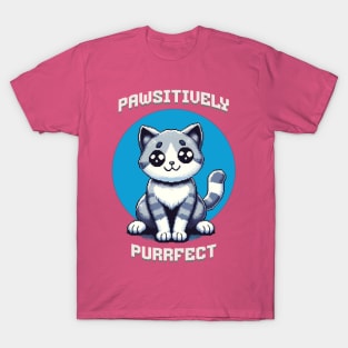 Pawsitively Purrfect Kitten Pixel Art T-Shirt